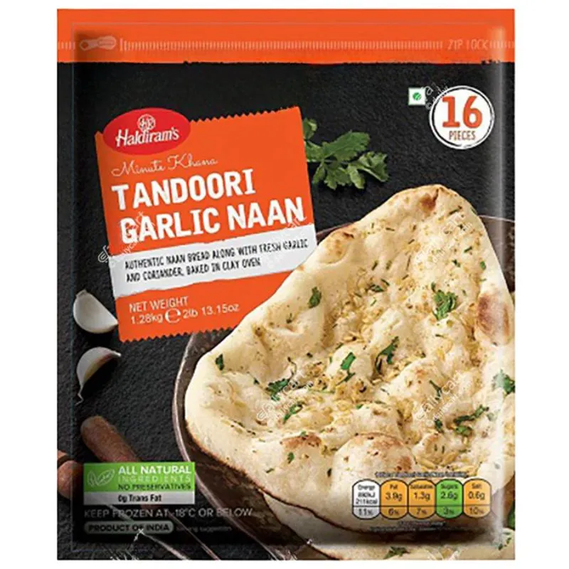 Minute Khana Tandoori Garlic Naan (Vegan) 16 Pieces - 1.28kg