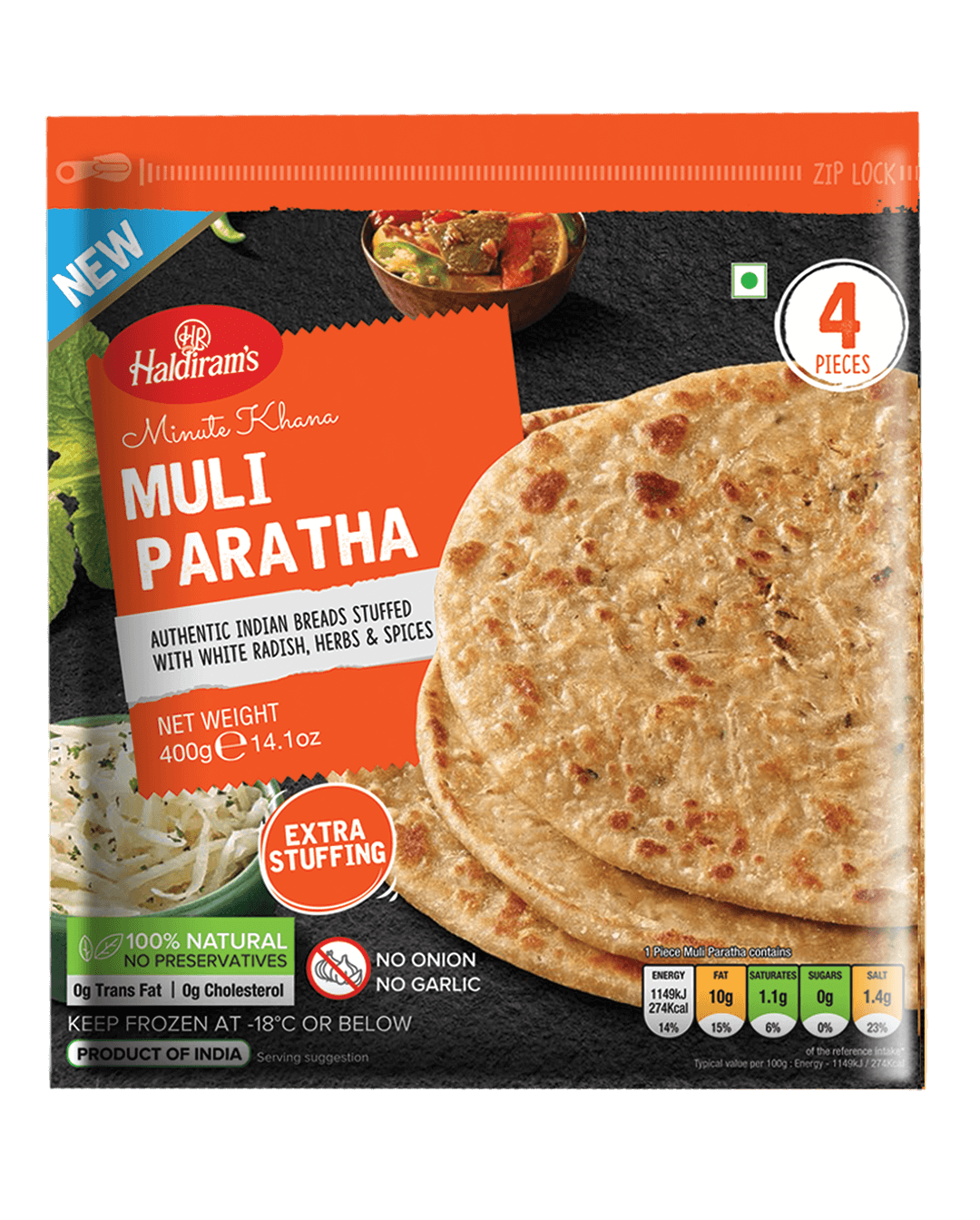 Minute Khana Muli Paratha (Medium) 4 Pieces - 400g
