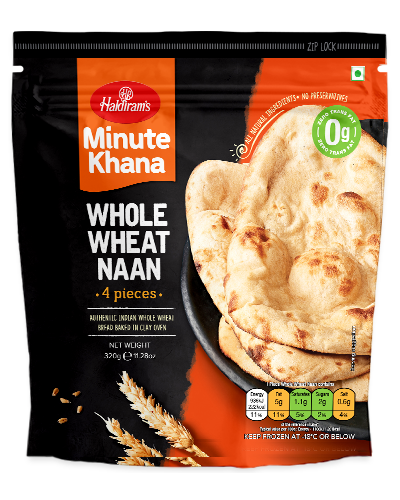 Minute Khana Whole Wheat Naan 4 Pieces - 320g